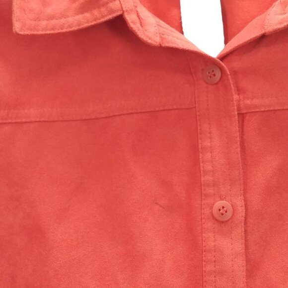 Avenue Plus Size 18/20 Top Button-Up Red Classic Long Sleeve Shirt - Picture 4 of 8